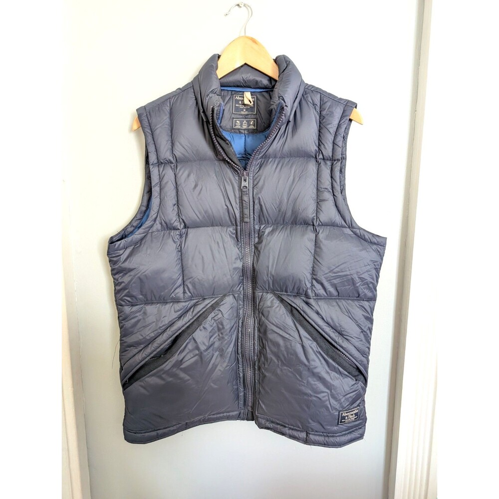 VTG Y2K Abercrombie & Fitch Vest Mens Medium Navy Down Puffer Outdoor Quilted